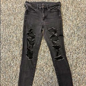 American Eagle Outfitters Sz 6 Black Distressed Jeans